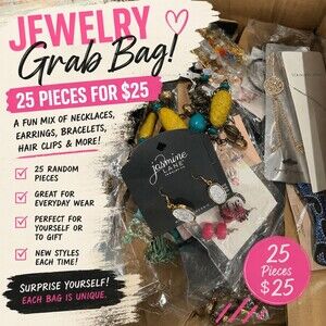 25 pieces-Cute Jewelry Grab Bag Mystery Mixed Lot Necklaces Earrings reseller